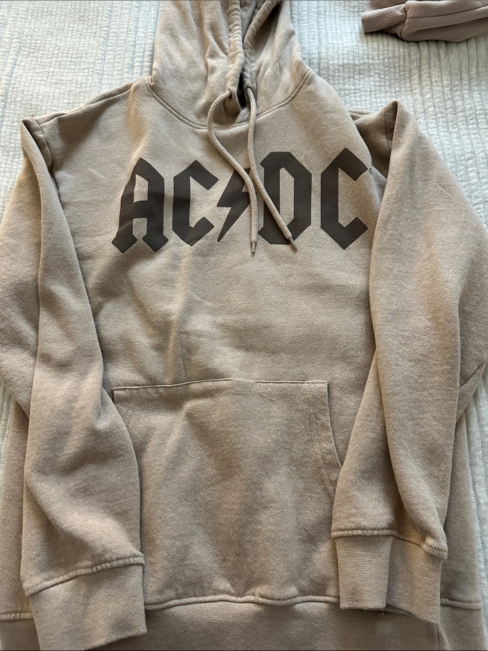 AC/DC Taupe Kids Pullover Hoodie with Black Logo
